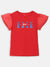 Elle Kids Girls Red Printed Round Neck TShirt