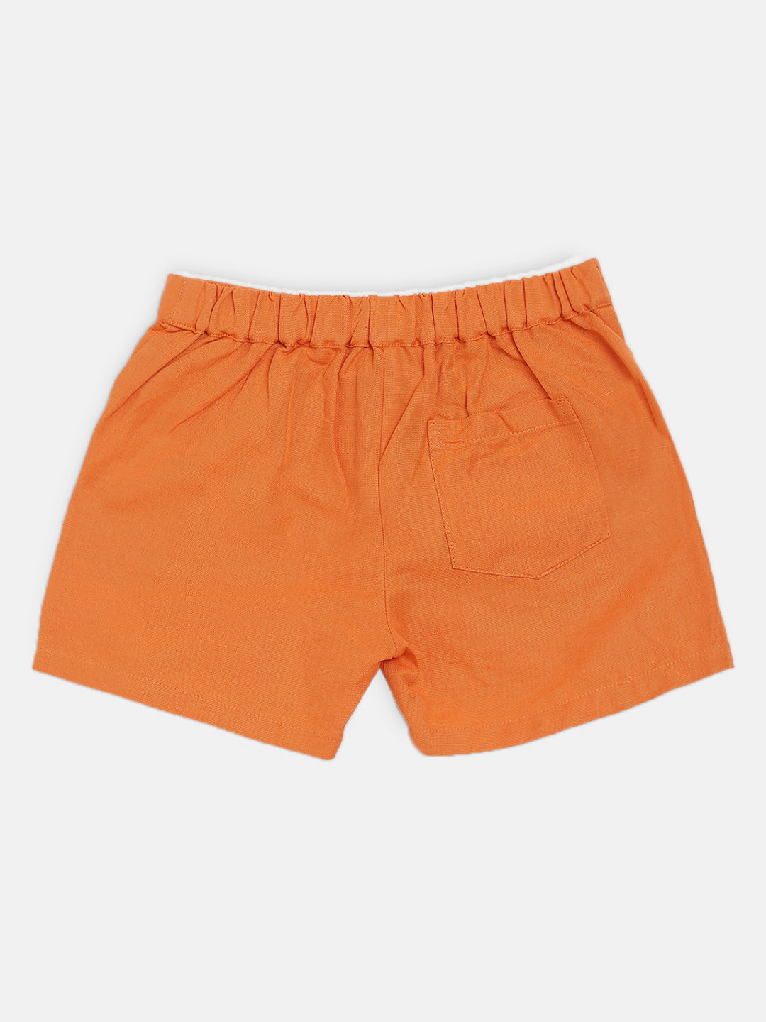 Blue Giraffe Girls Orange Solid Regular Fit Shorts