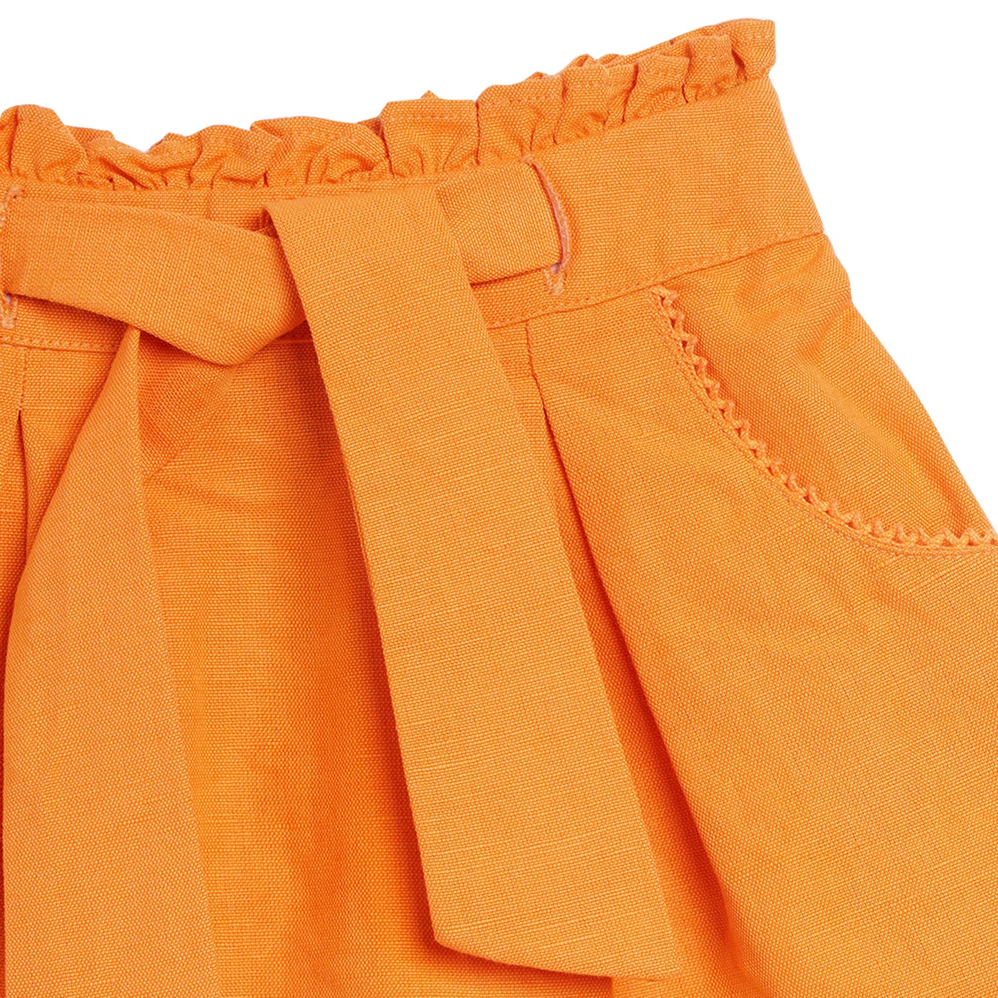 Blue Giraffe Girls Orange Solid Regular Fit Skirt