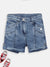 Blue Giraffe Girls Indigo Solid Regular Fit Shorts