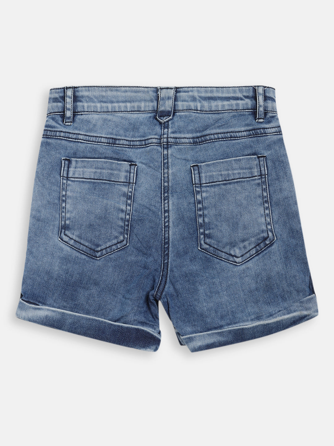 Blue Giraffe Girls Indigo Solid Regular Fit Shorts