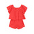 Blue Giraffe Girls Red Solid Round Neck Jumpsuit