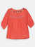 Elle Kids Girls Coral Solid Round Neck Top