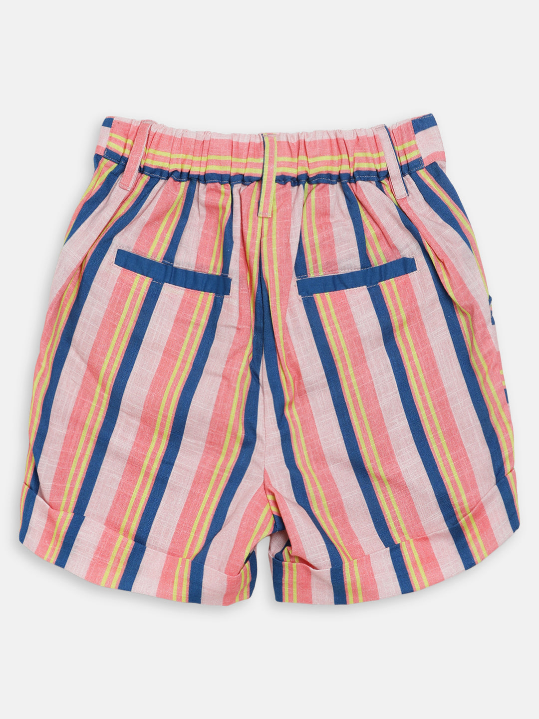 Blue Giraffe Girls Multi Striped Regular Fit Shorts