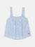 Blue Giraffe Girls Blue Embroidered Square Neck Top