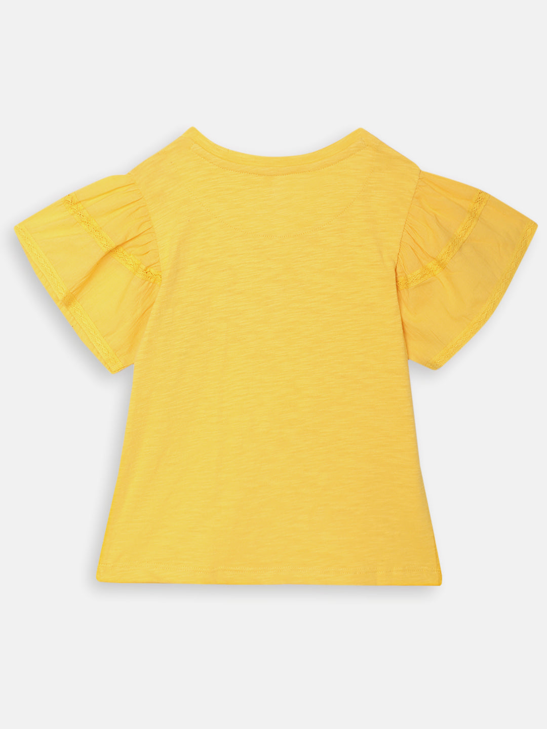 Elle Kids Girls Yellow Printed Round Neck TShirt