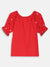 Elle Kids Girls Red Embroidered Round Neck Top