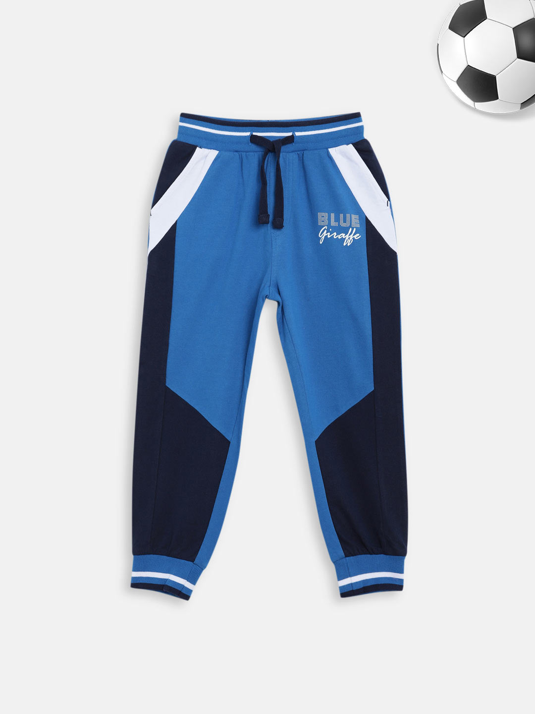 Blue Giraffe Boys Navy Blue Solid Straight Fit Sweatpant