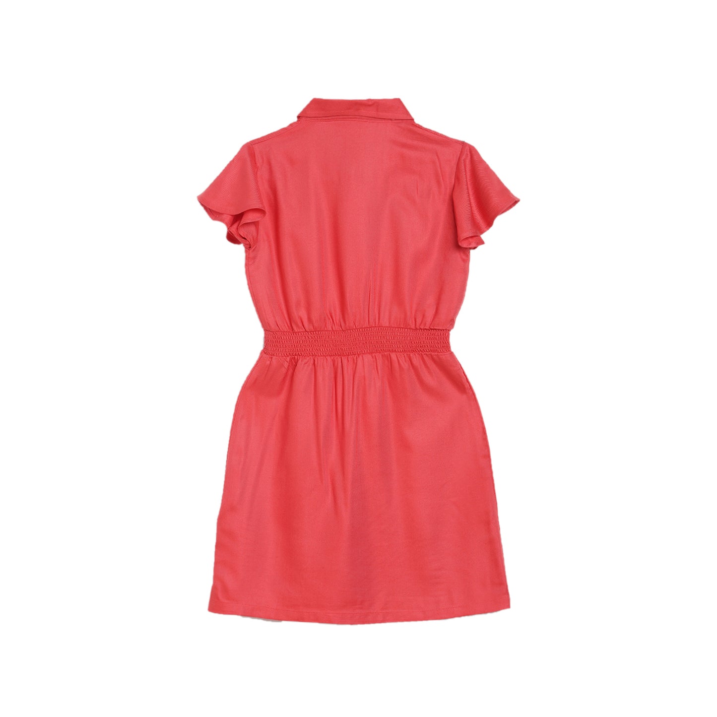 Elle Kids Girls Coral Solid Round Neck Dress