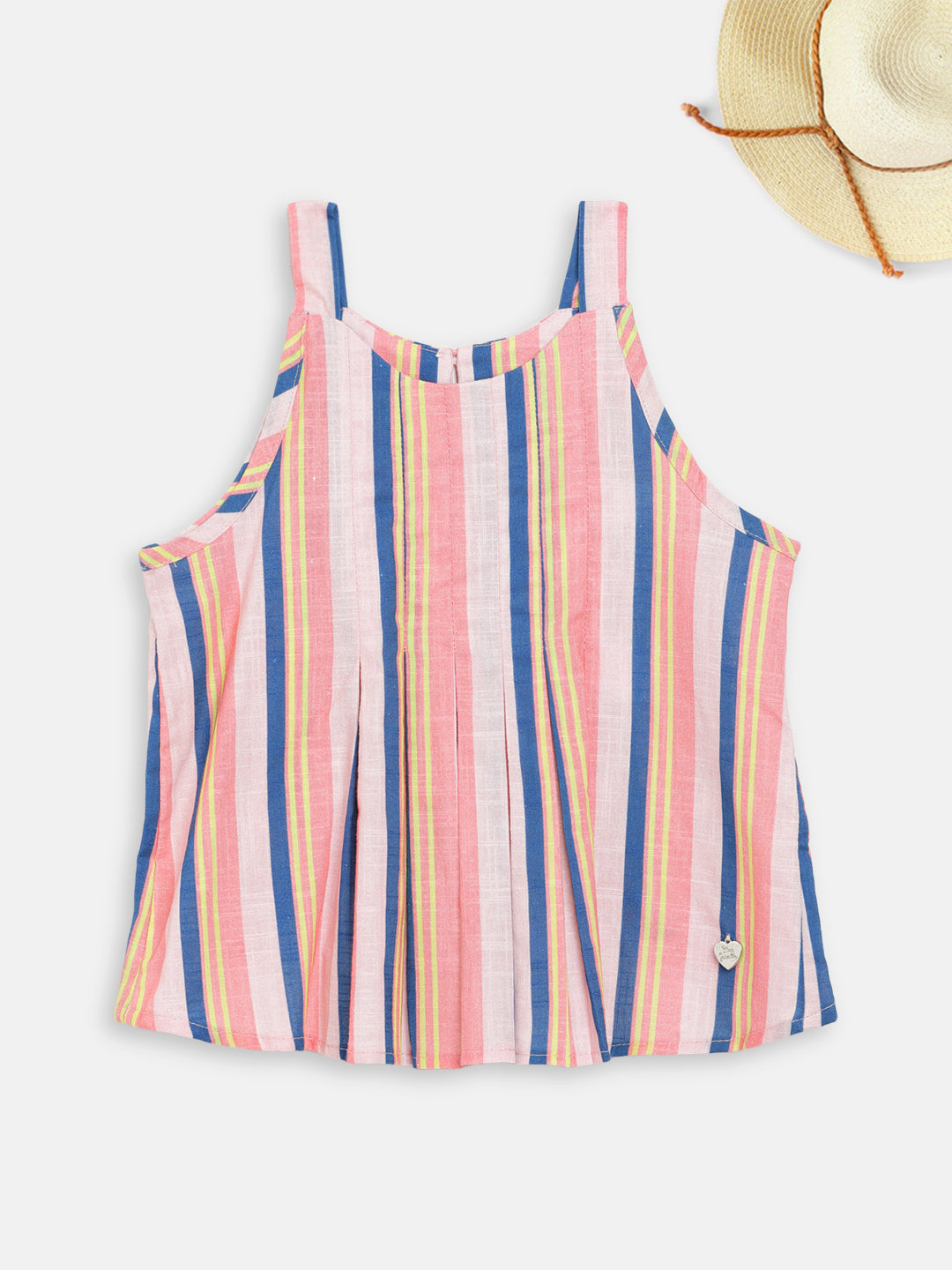 Blue Giraffe Girls Multi Striped Round Neck Top