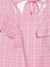 Elle Kids Girls Pink Checked Round Neck Dress