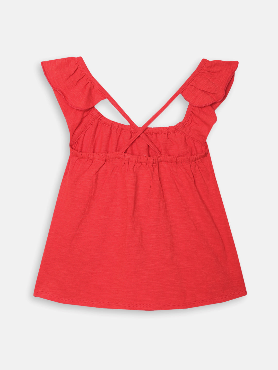 Elle Kids Girls Coral Solid Round Neck TShirt