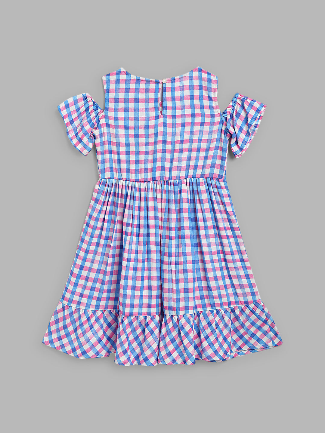 Blue Giraffe Girls Blue Printed Round Neck Dress