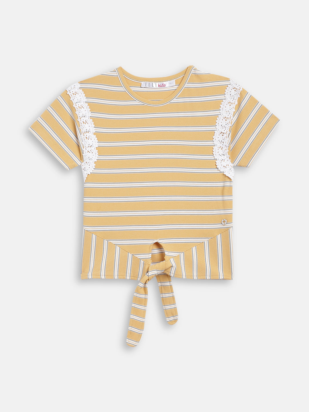 Elle Kids Girls Yellow Printed Round Neck TShirt