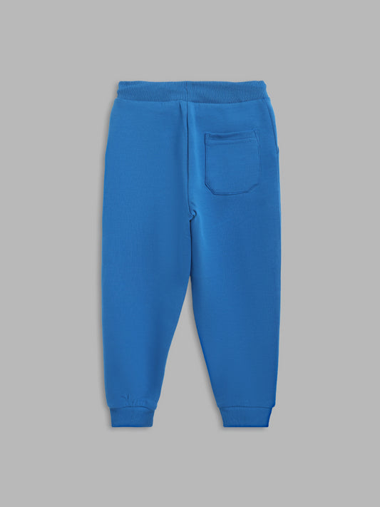 Blue Giraffe Boys Blue Solid Regular Fit Sweatpant