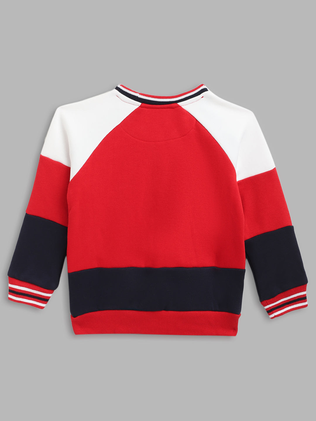 Blue Giraffe Boys Red Solid Round Neck Sweatshirt