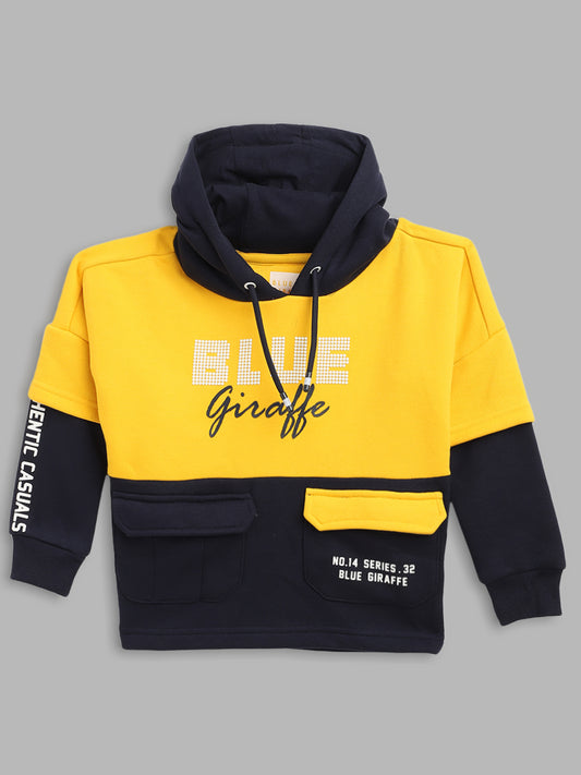 Blue Giraffe Boys Yellow Solid Round Neck Sweatshirt