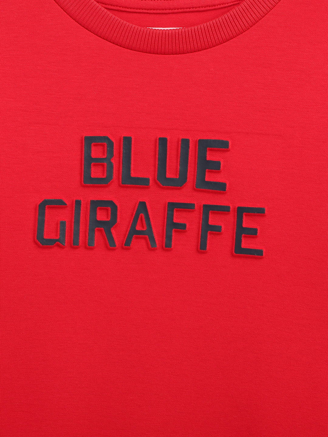 Blue Giraffe Boys Red Solid Round Neck Sweatshirt