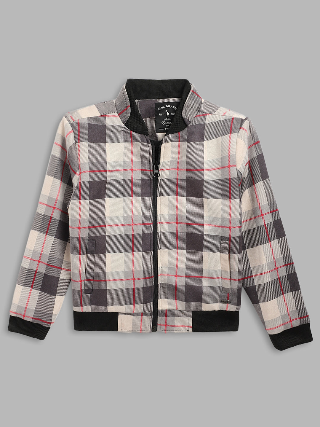 Blue Giraffe Boys Navy Checked Collar Jacket