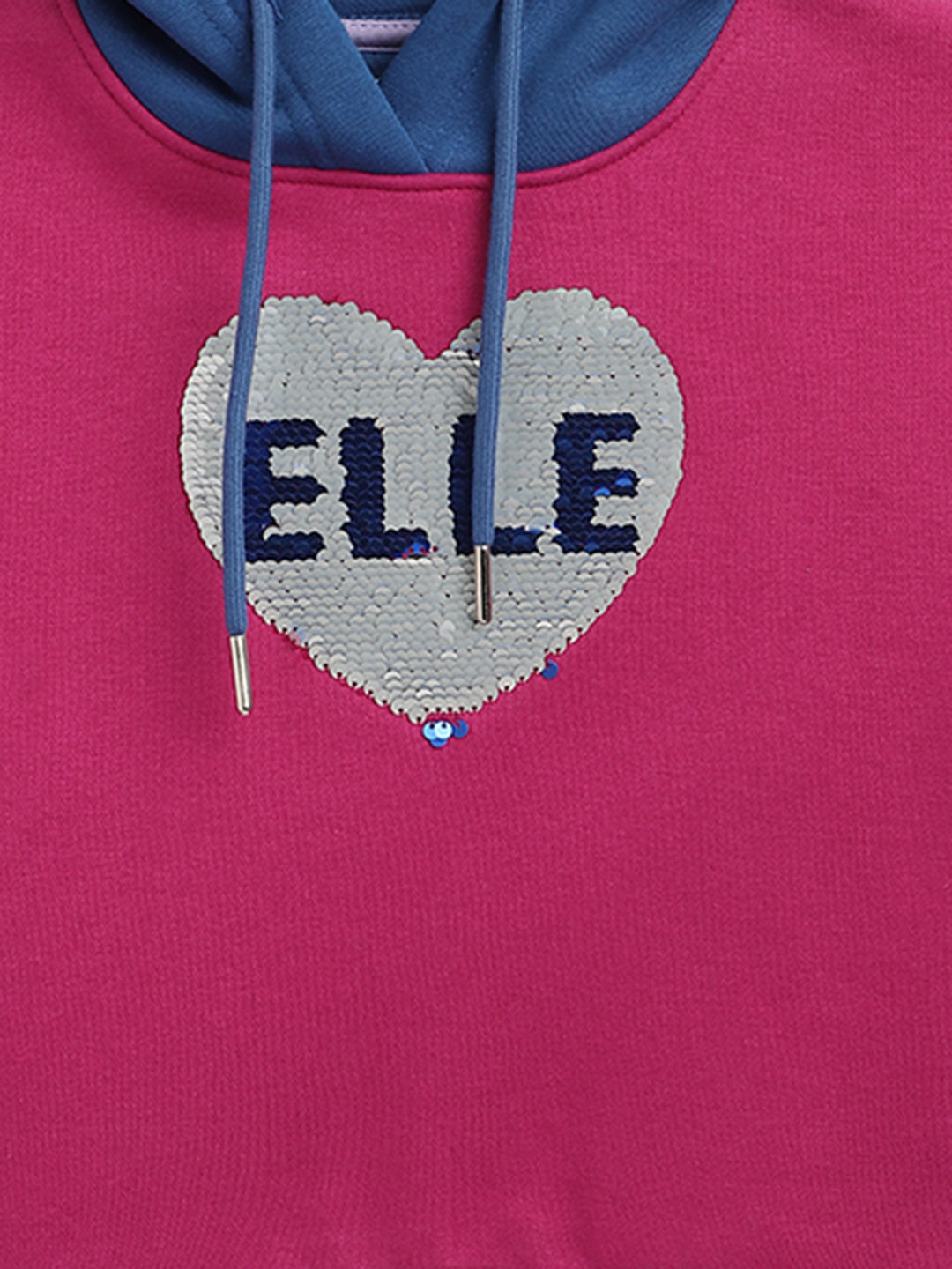 Elle Kids Girls Blue Solid Round Neck Sweatshirt