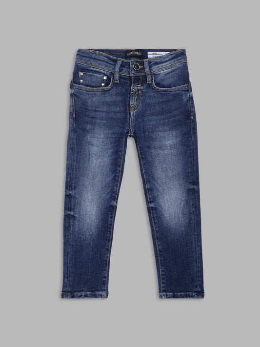 Antony Morato Boys Blue Skinny Fit Heavy Fade Jeans