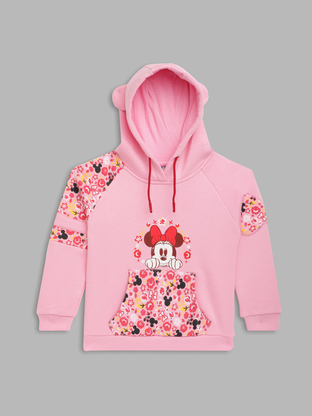 Blue Giraffe Girls Pink Printed Round Neck Sweatshirt