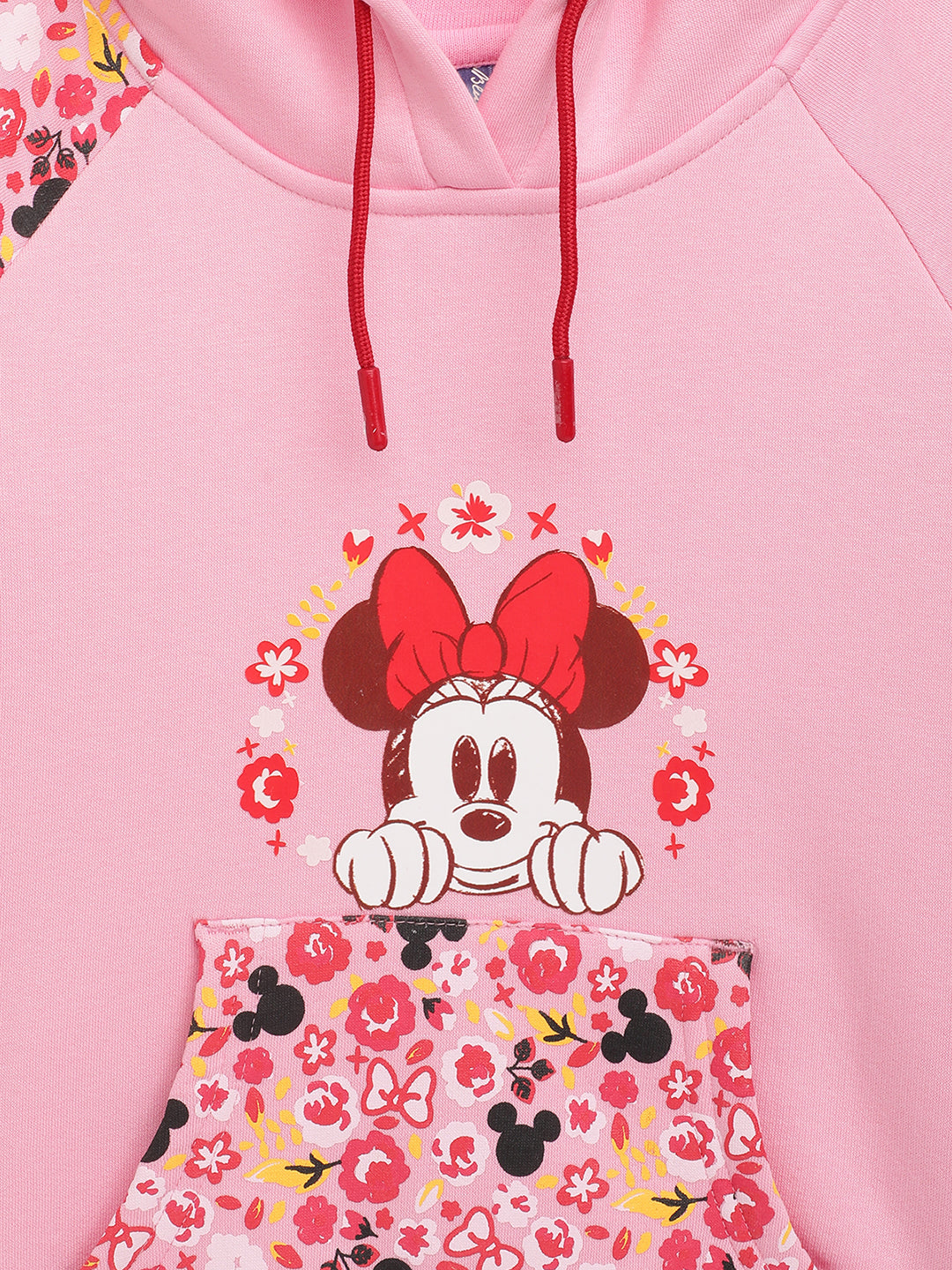 Blue Giraffe Girls Pink Printed Round Neck Sweatshirt