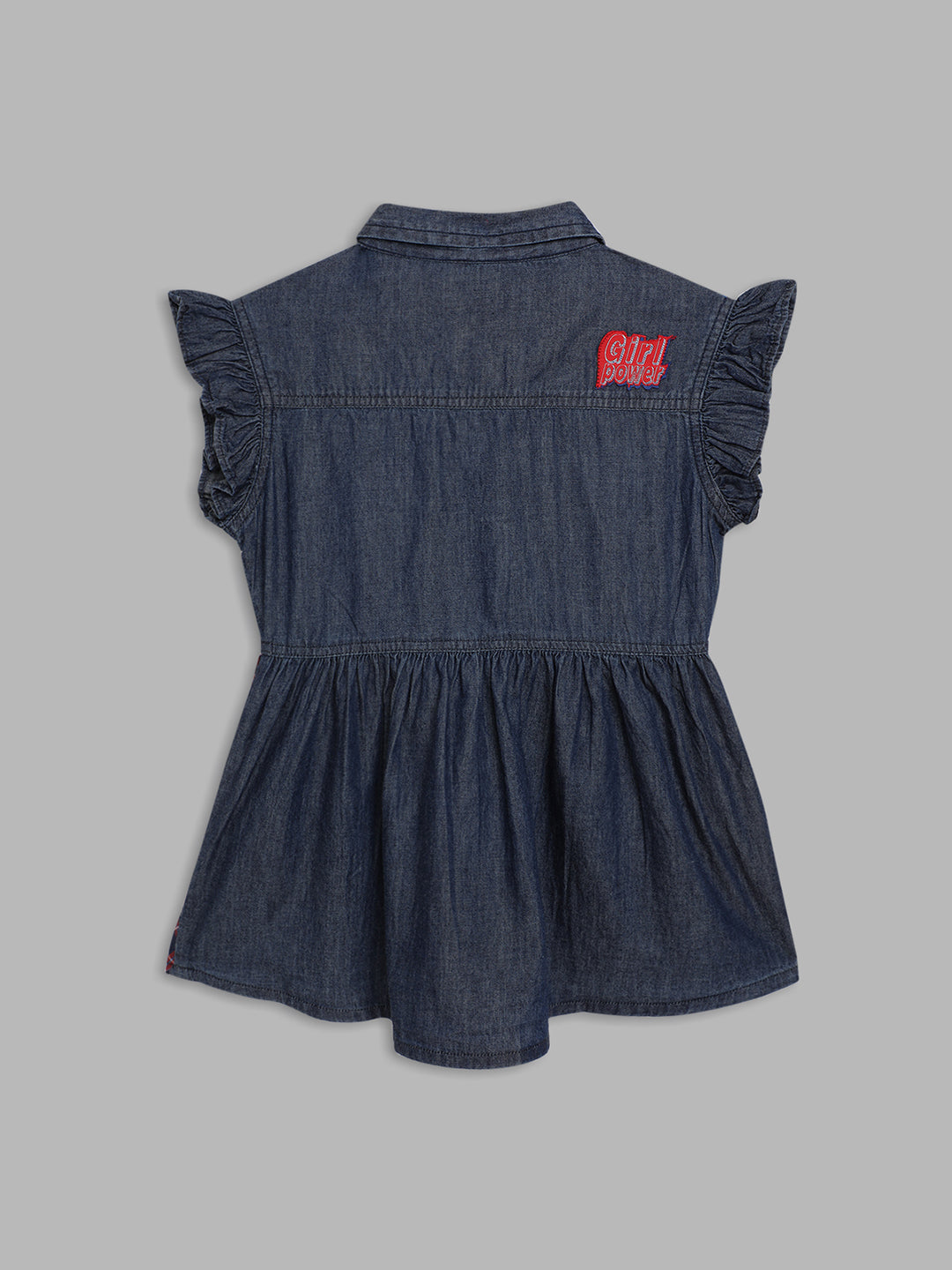 Blue Giraffe Girls Multi Solid Collar Dress