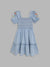 Blue Giraffe Girls Blue Solid Square Neck Dress