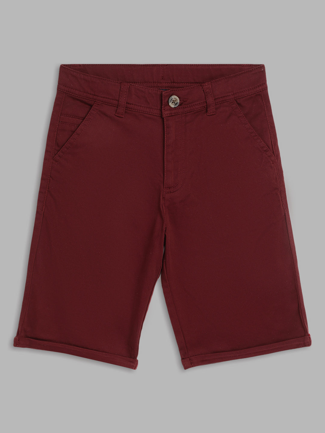 Blue Giraffe Boys Red Solid Regular Fit Shorts