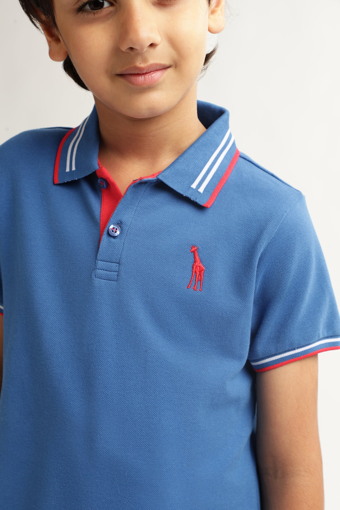 Blue Giraffe Boys Navy Blue Solid Polo TShirt