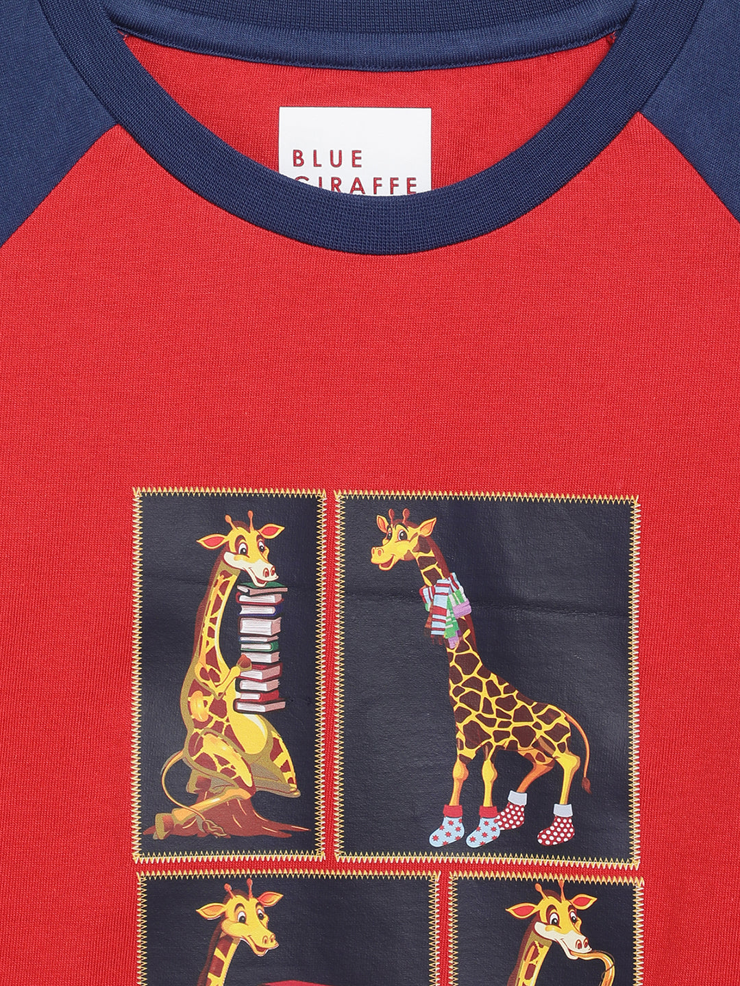 Blue Giraffe Boys Blue Solid Round Neck TShirt