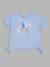 Elle Kids Girls Blue Printed Round Neck Top