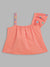 Elle Kids Girls Orange Solid Assymetrical Neck Top