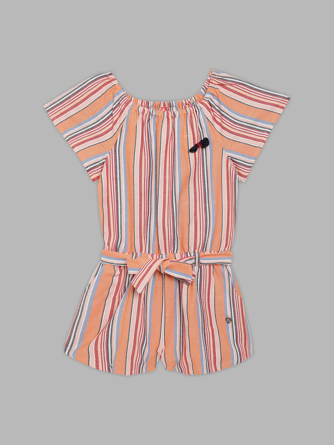 Blue Giraffe Girls Multi Striped Round Neck Playsuit