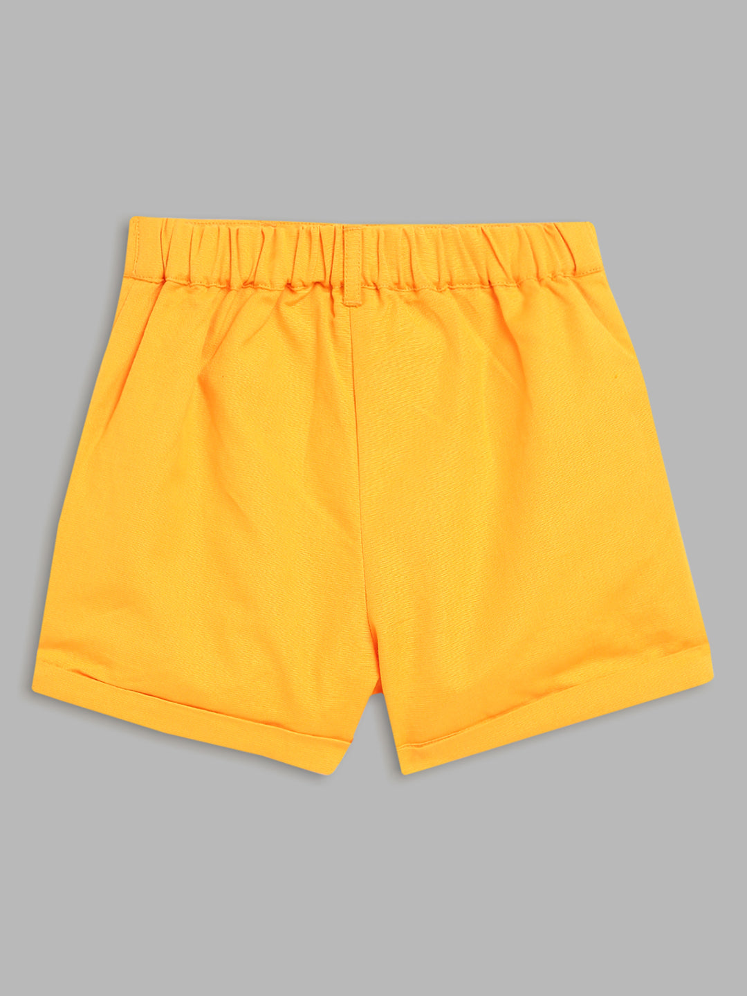 Blue Giraffe Girls Orange Solid Regular Fit Shorts