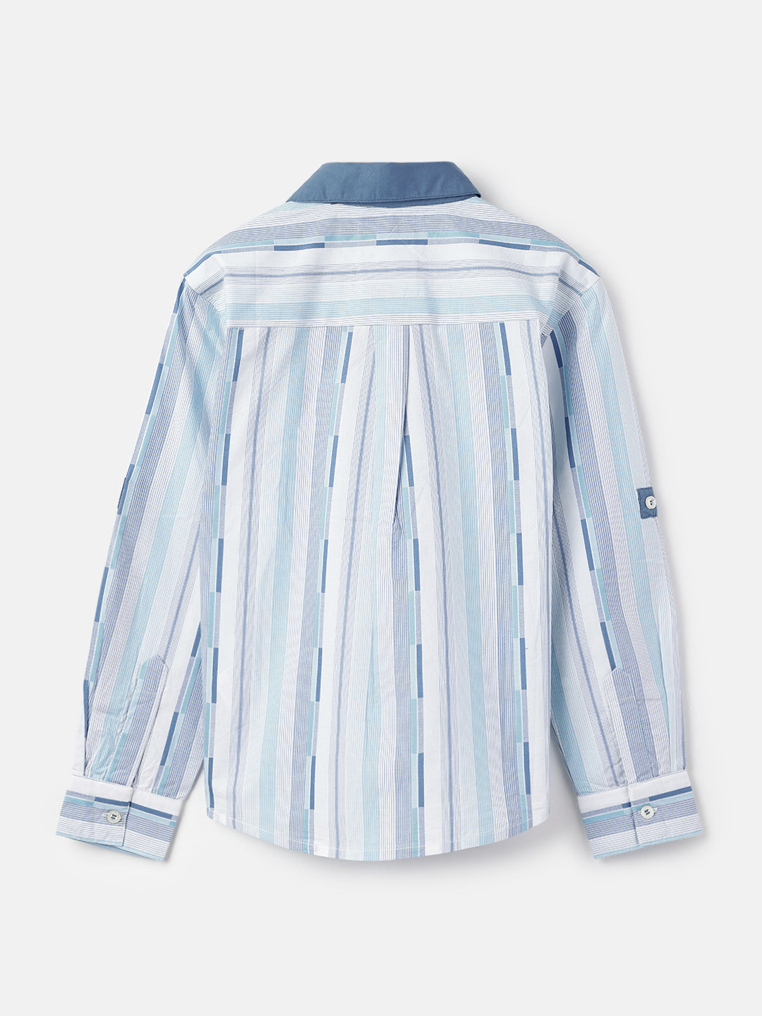 Blue Giraffe Boys Blue Striped Collar Shirt