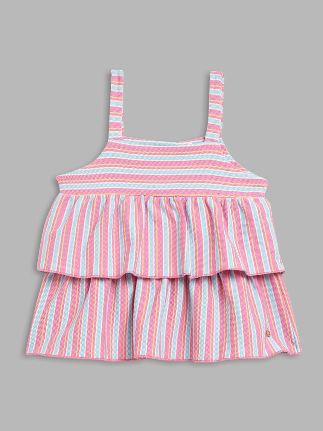 Elle Kids Girls Pink Striped Square Neck TShirt