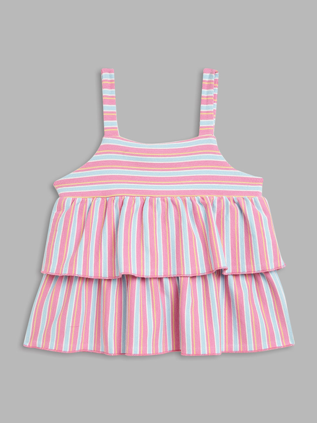 Elle Kids Girls Pink Striped Square Neck TShirt