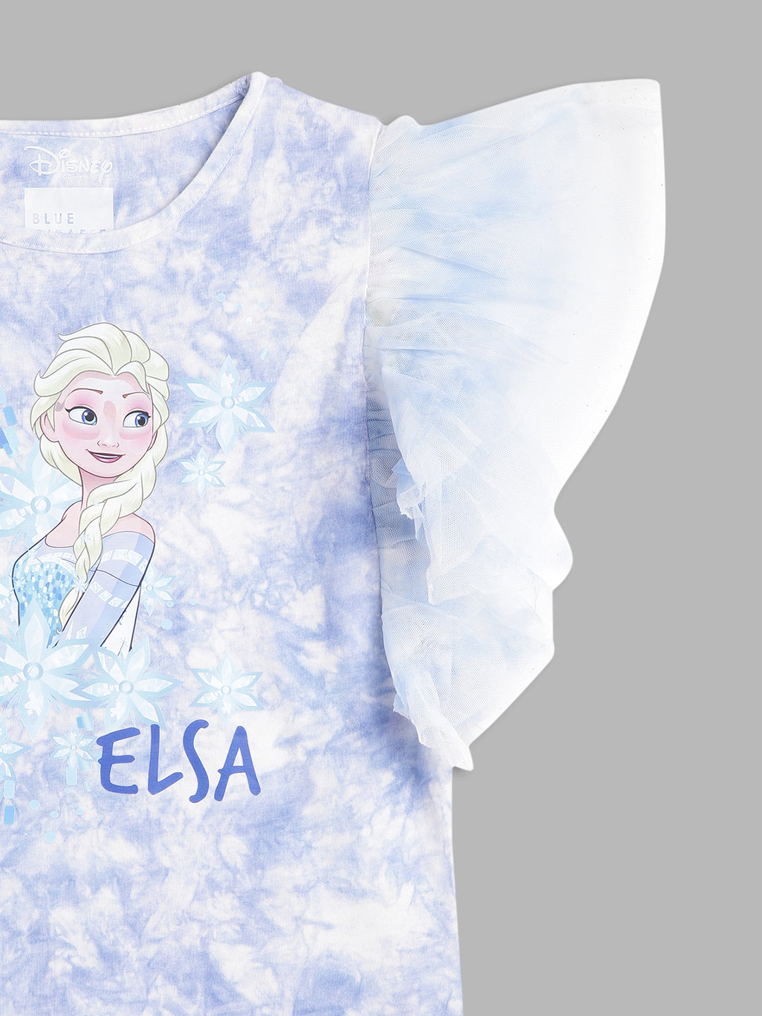 Blue Giraffe Kids Blue Printed Disney Princess Regular Fit Top