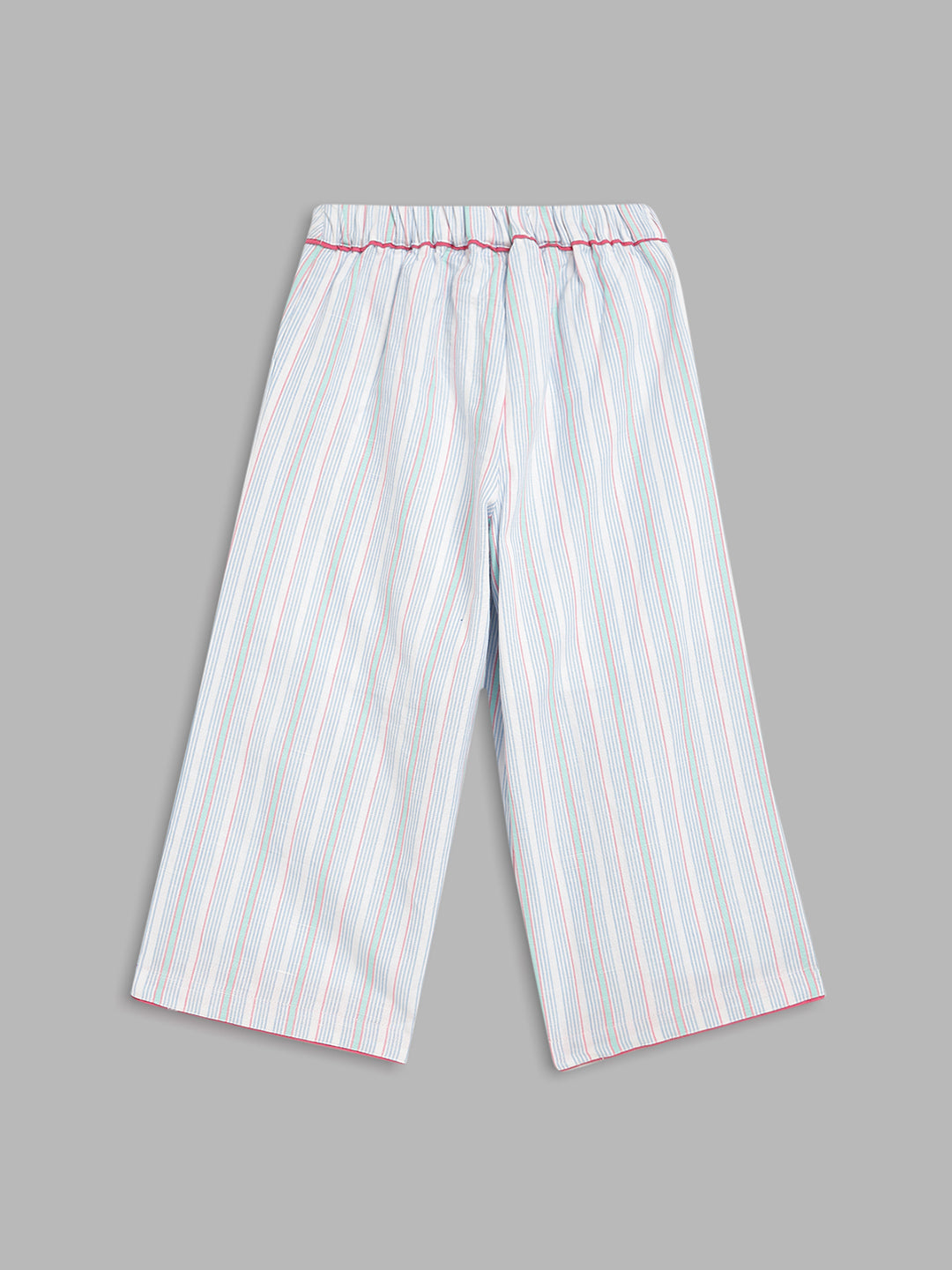 Elle Kids Girls White Striped Wide Leg Trouser