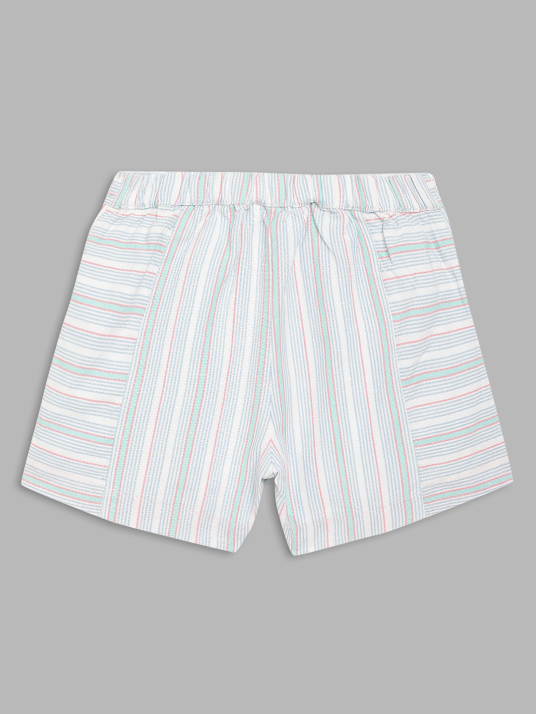 Elle Kids Girls White Striped Regular Fit Shorts