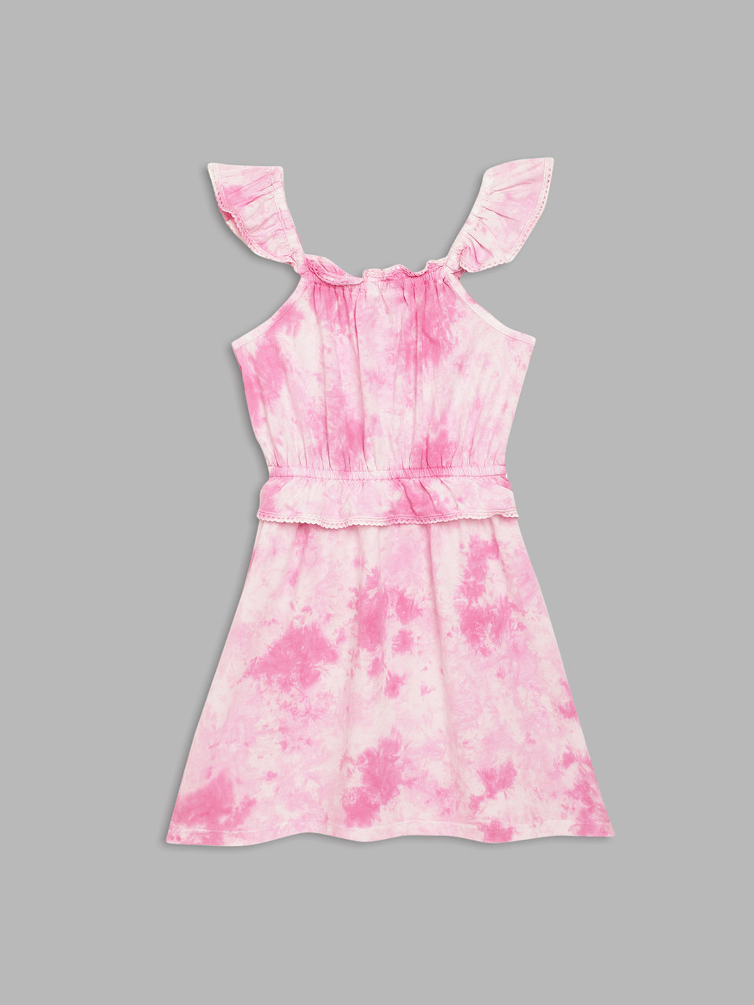 Blue Giraffe Girls Pink Solid Square Neck Dress