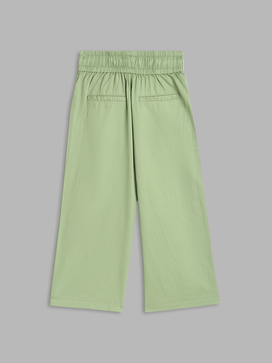 Elle Kids Girls Olive Solid Wide Leg Trouser