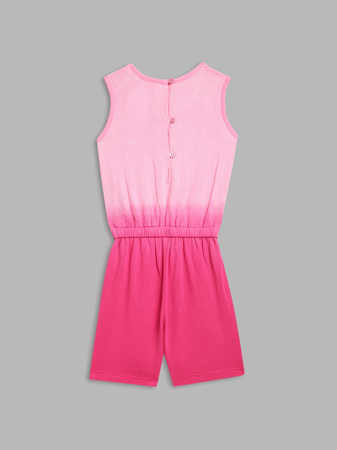 Blue Giraffe Girls Pink Solid Round Neck Playsuit