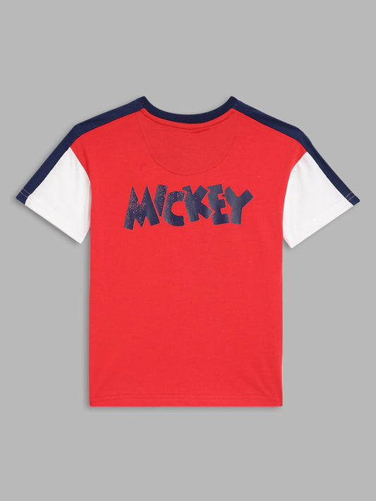 Blue Giraffe Kids Red Printed Disney Regular Fit T-Shirt