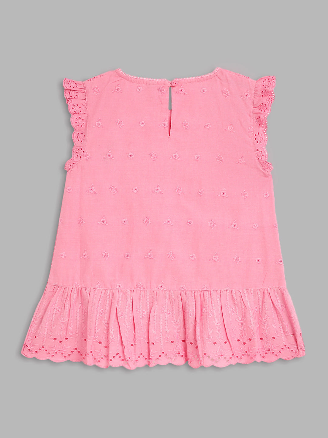 Blue Giraffe Girls Pink Embellished Round Neck Top