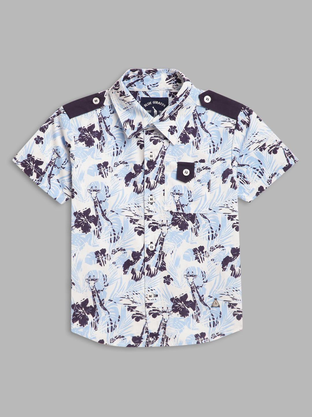 Blue Giraffe Boys Multi Printed Collar Shirt