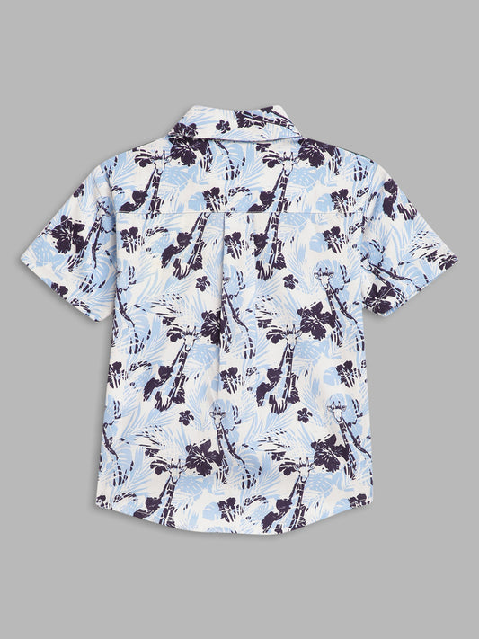 Blue Giraffe Boys Multi Printed Collar Shirt