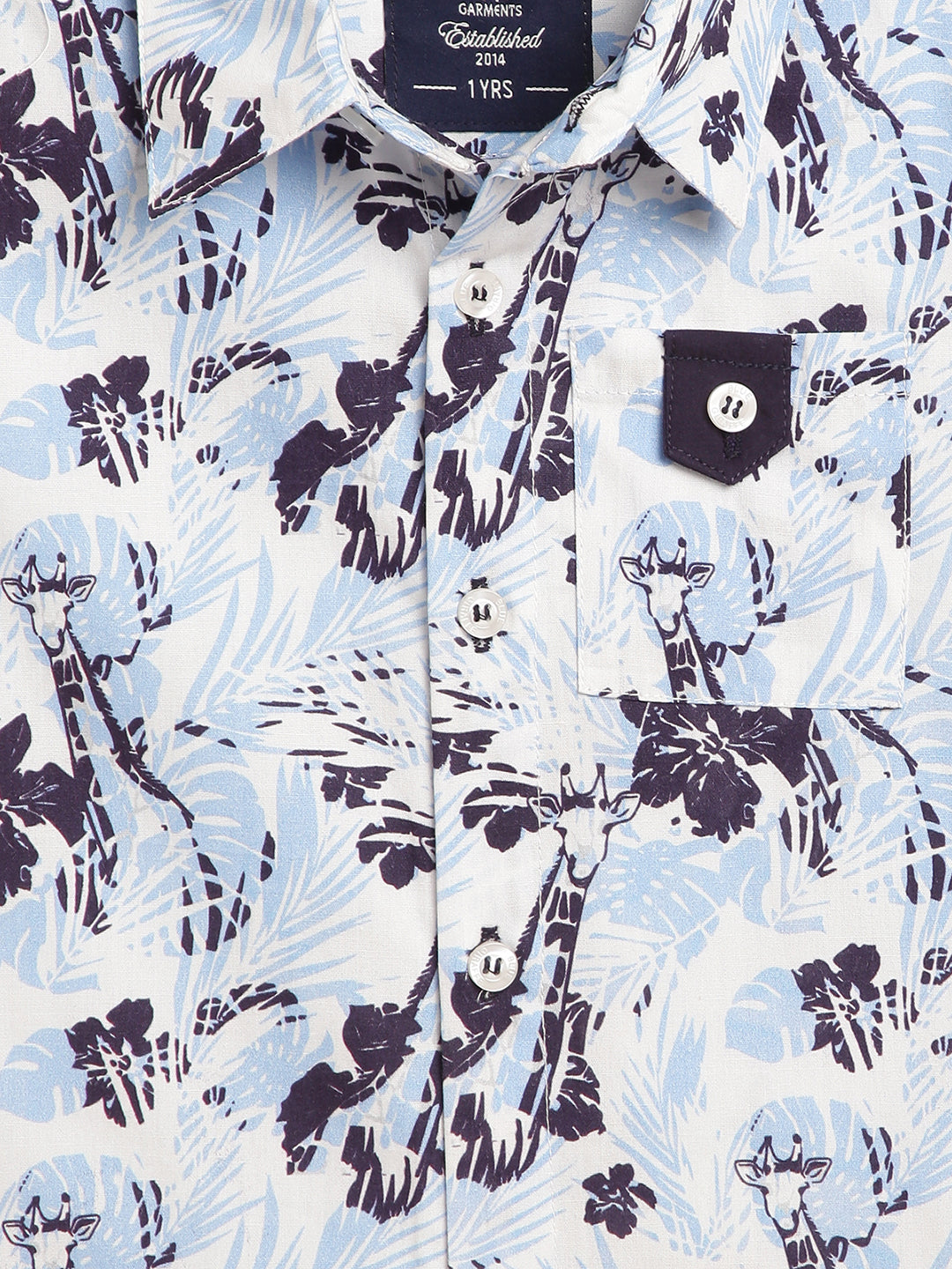 Blue Giraffe Boys Multi Printed Collar Shirt